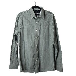 Nick Graham Modern‎ Fit Green Checkered Button Down Long Sleeve Shirt